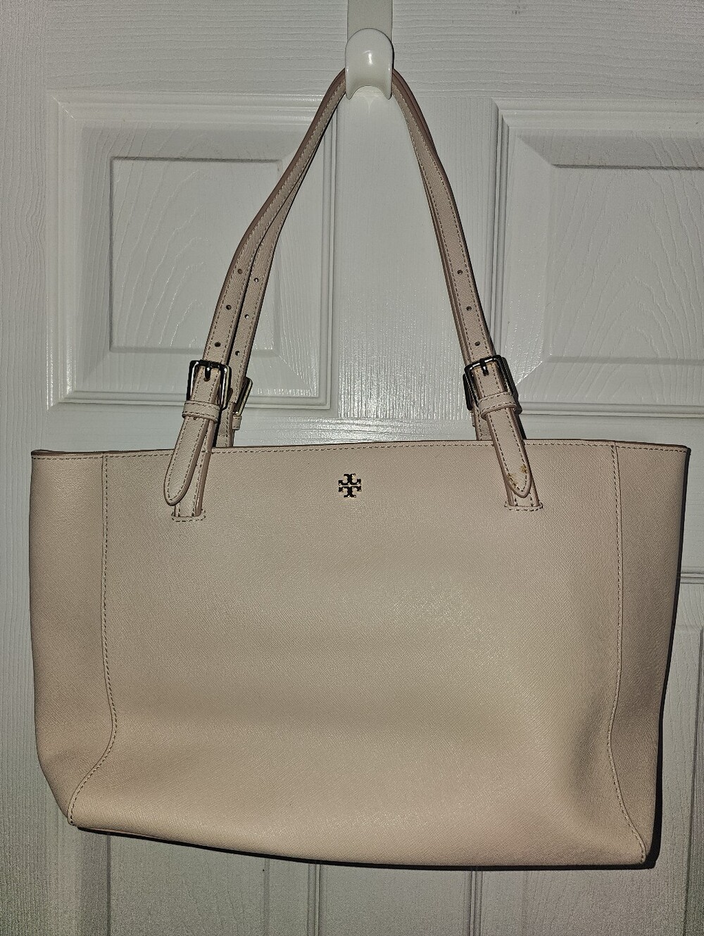 Tory Burch Pink Saffiano Leather Tote with Gold Hardware